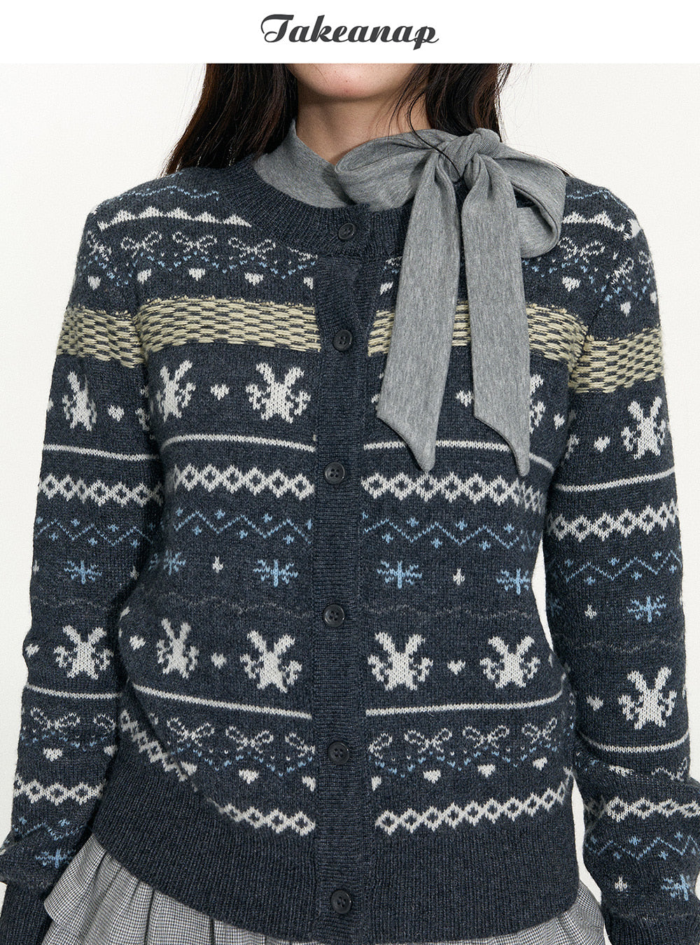 Nordic Bow Knit Cardigan