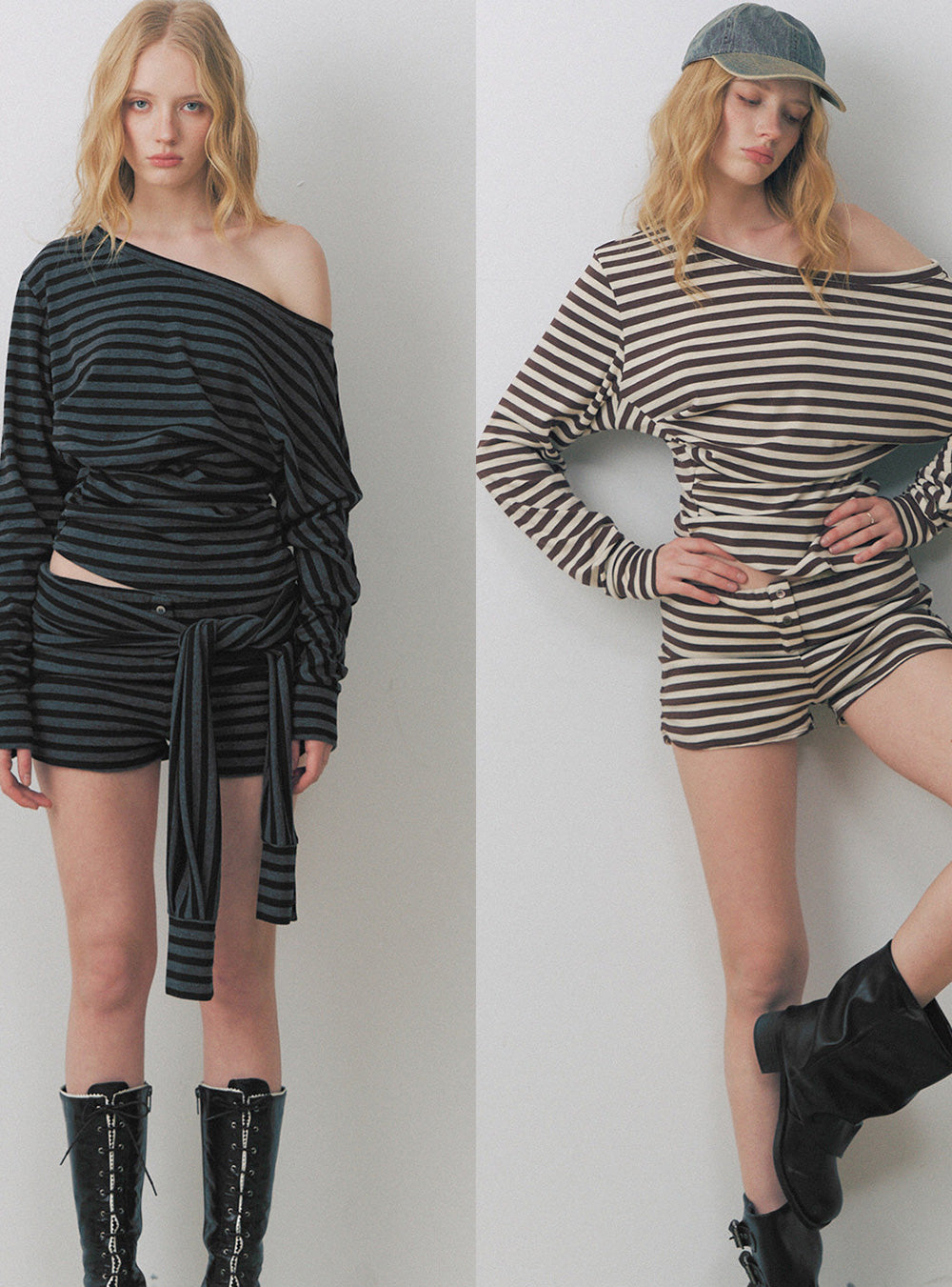 Wrap-Tied Stripe Layer Shorts (2color)