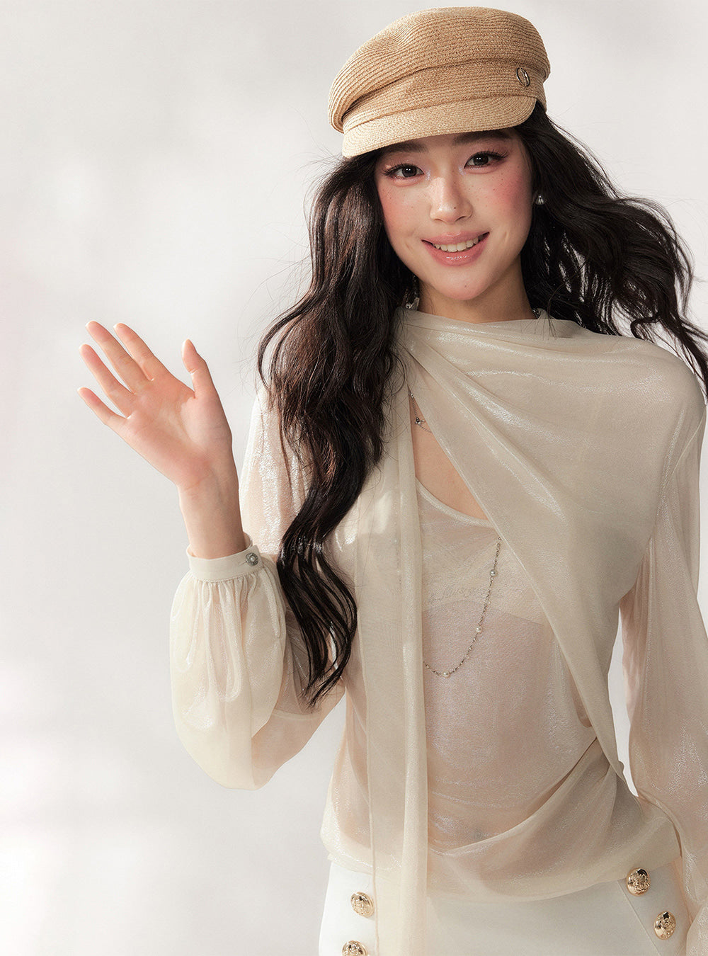Ribbon Drape Satin Top