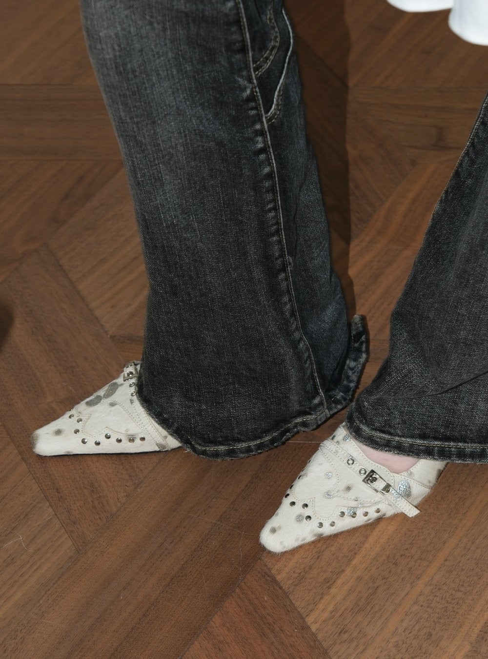 Studded Slingback Shoes (2color)