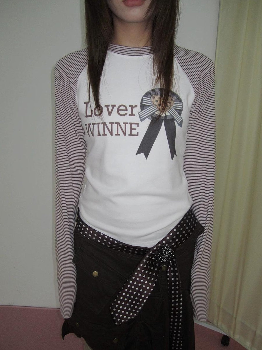 3months | KOREAN STRIPED LETTER TEE【ID:TN00064】