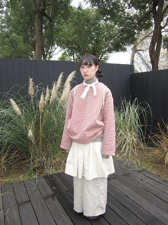 3months | PINK PLAID COTTON JACKET【ID:TN00034】