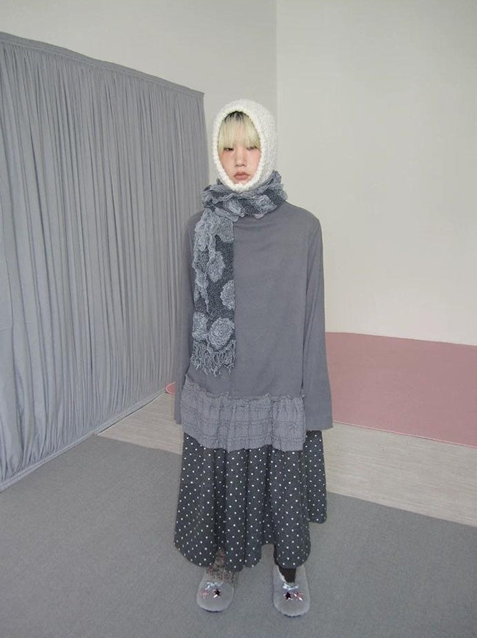 3months | LACE SPLICED HIGH NECK TOP【ID:TN00032】