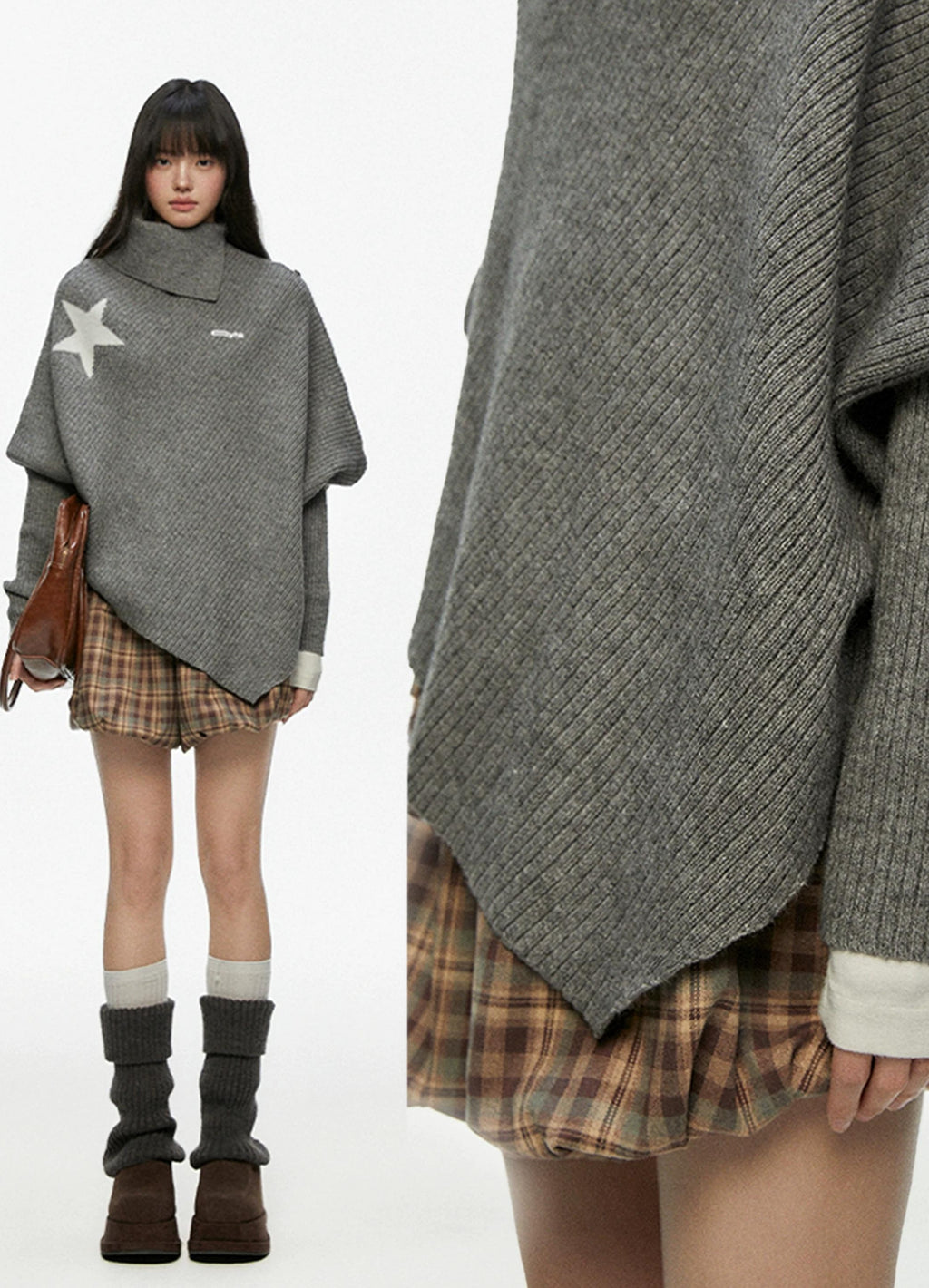 THELIGHT | NICHE HIGH COLLAR CAPE SWEATER【ID:TN00096】