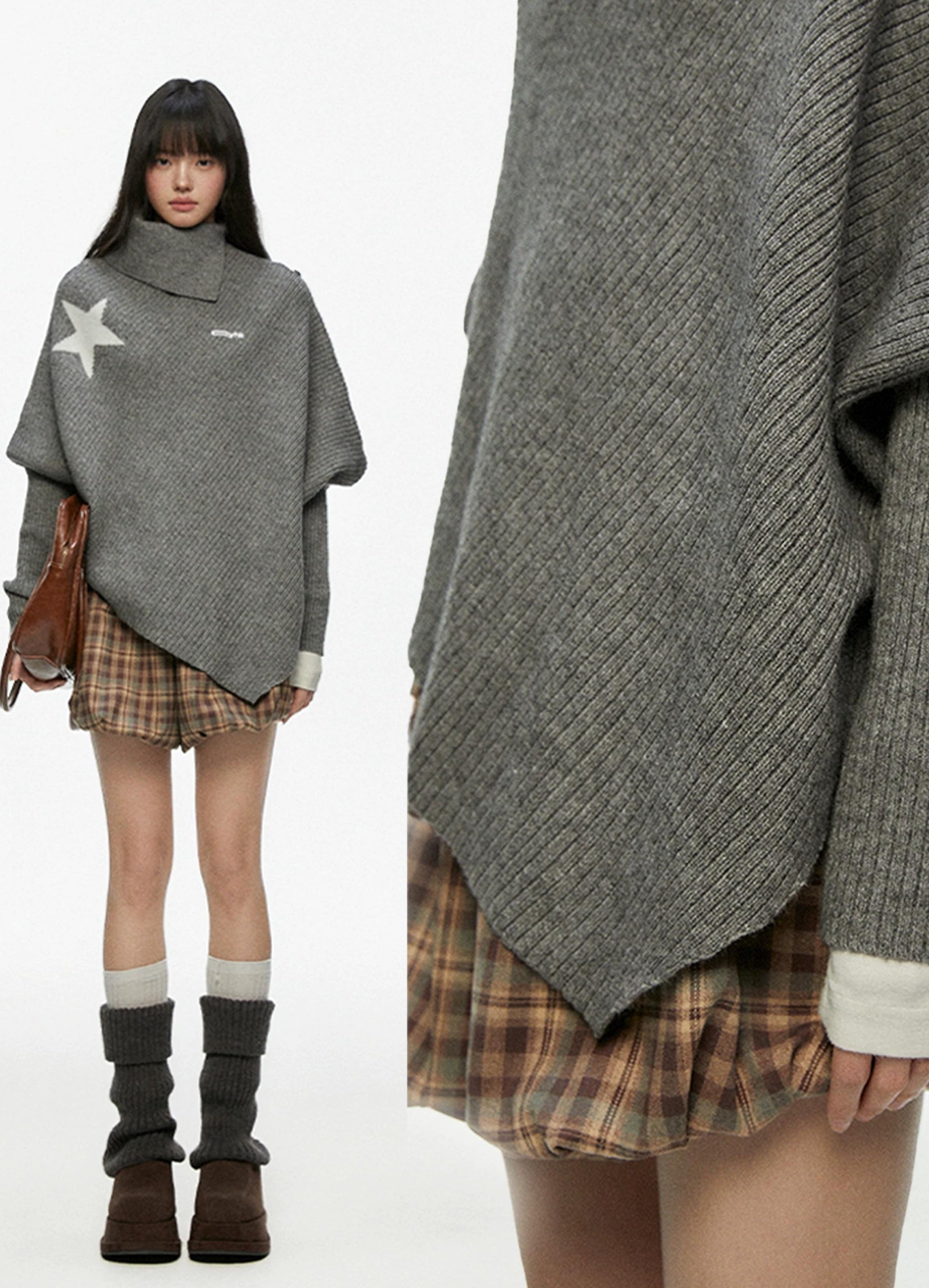 THELIGHT | NICHE HIGH COLLAR CAPE SWEATER【ID:TN00096】