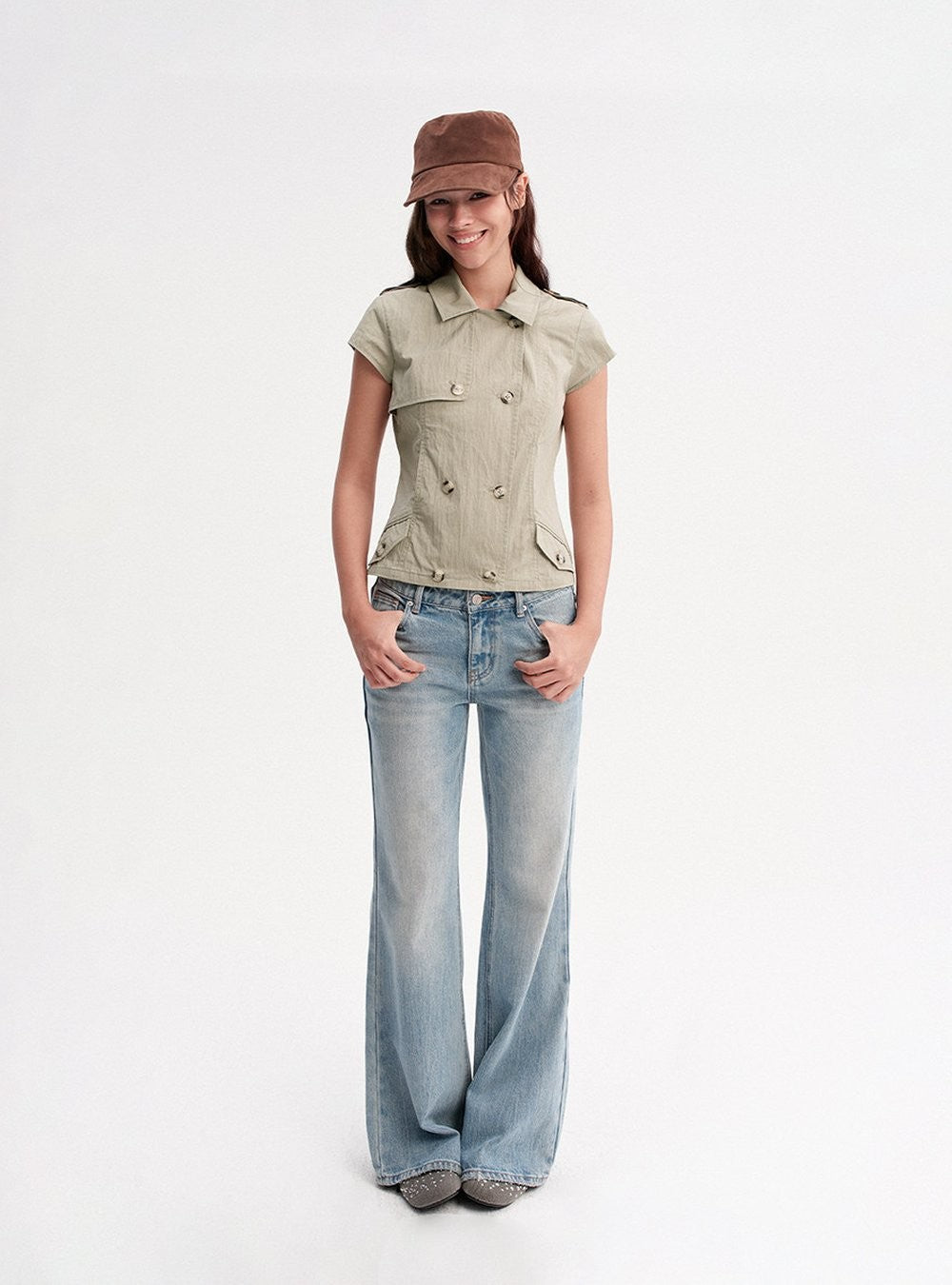 Double Button Crop Jacket