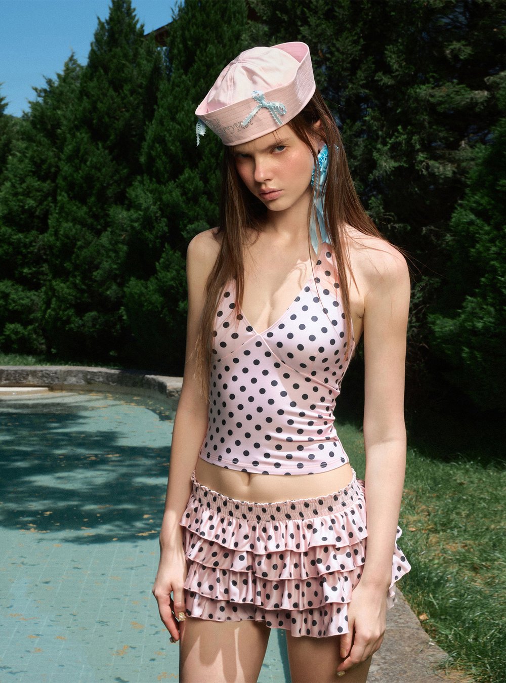 Sweet Dot Ruffle Swimwear Set (3pcs)