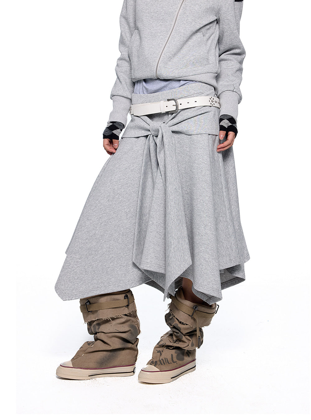 Slant Zip Hood & Wrap Skirt (2color)