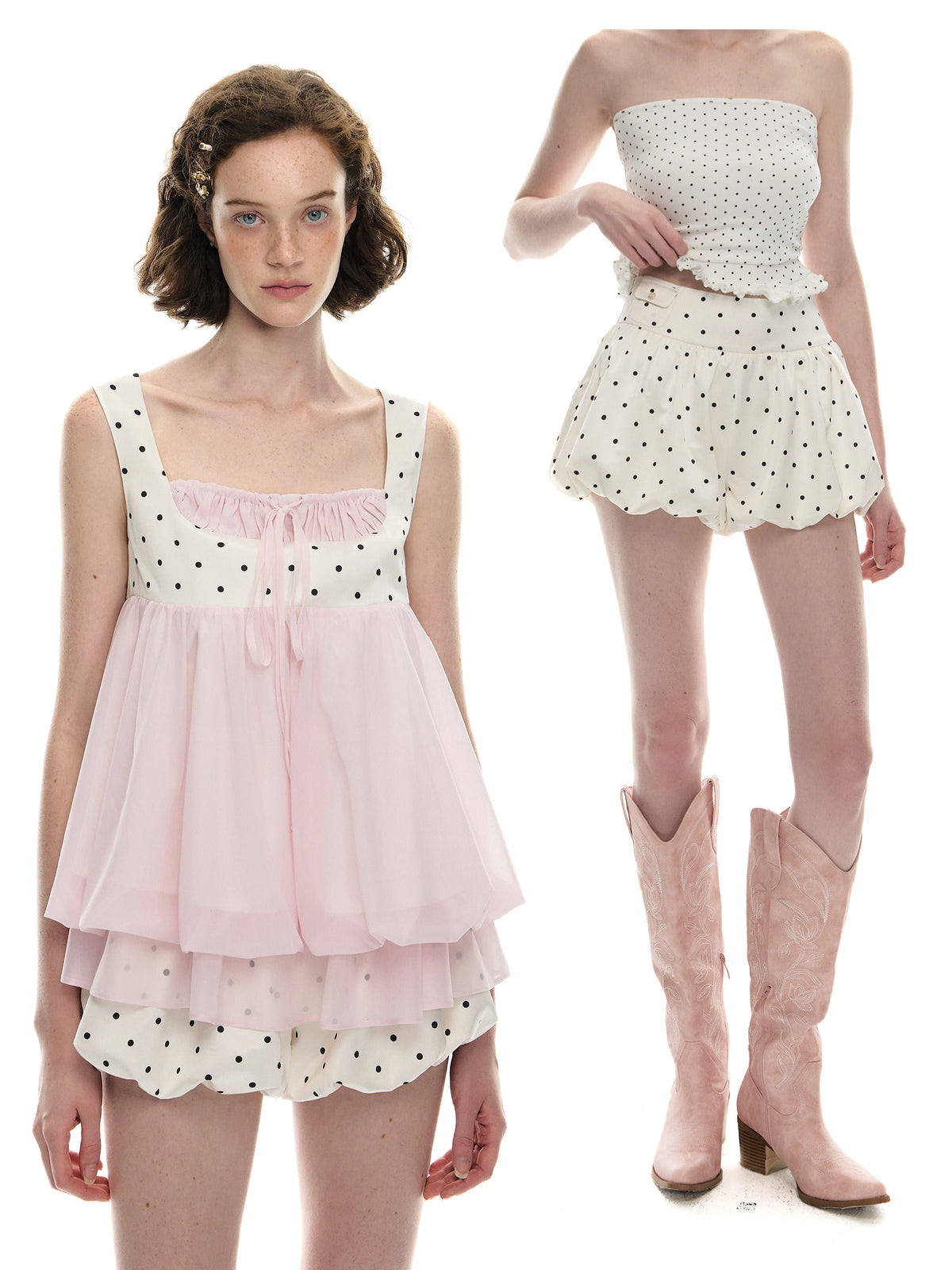 Romance Nanci Doll Bubble Top & Polka Skirt Set