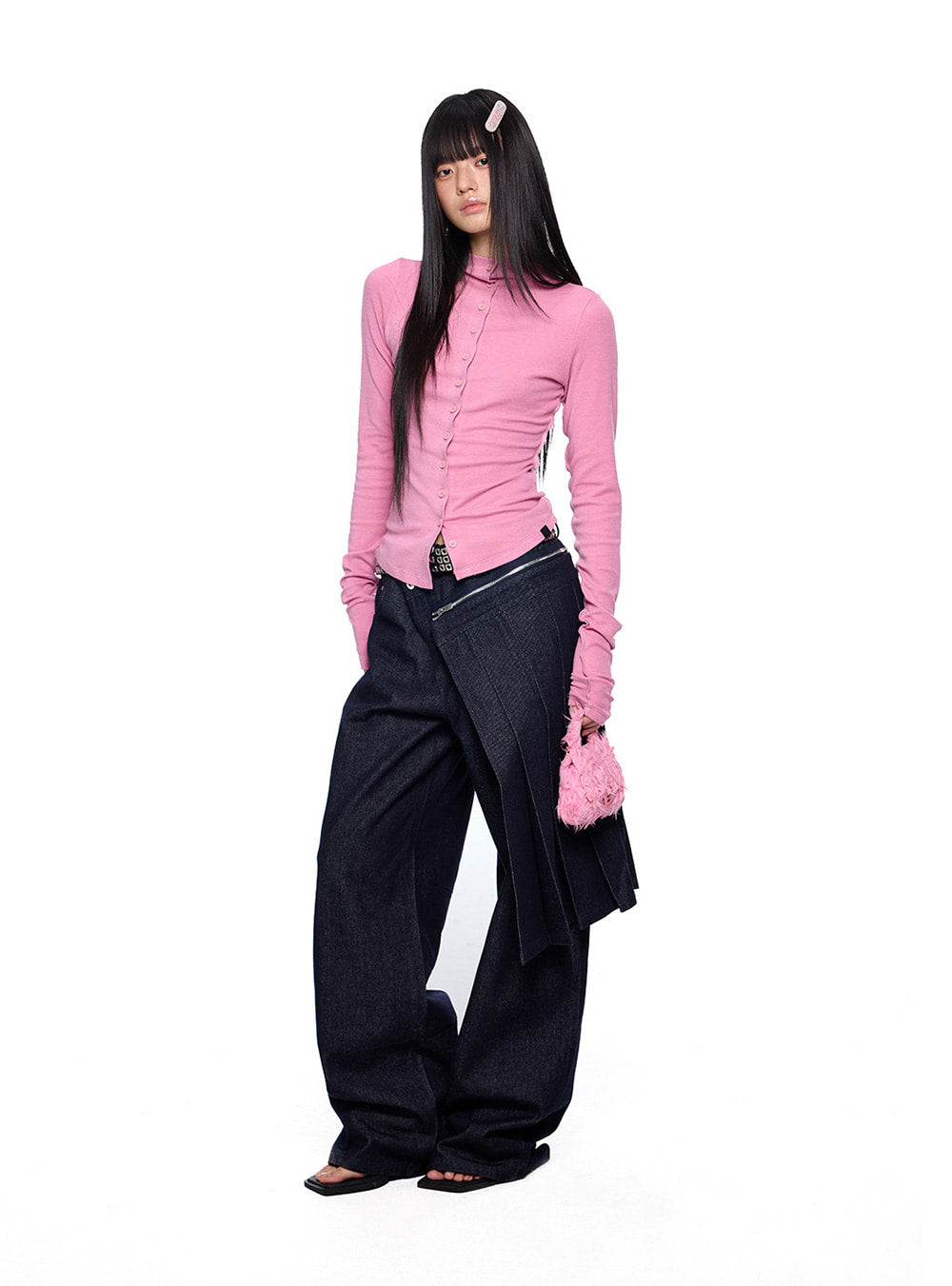 Detach Panel Raw Denim Pants