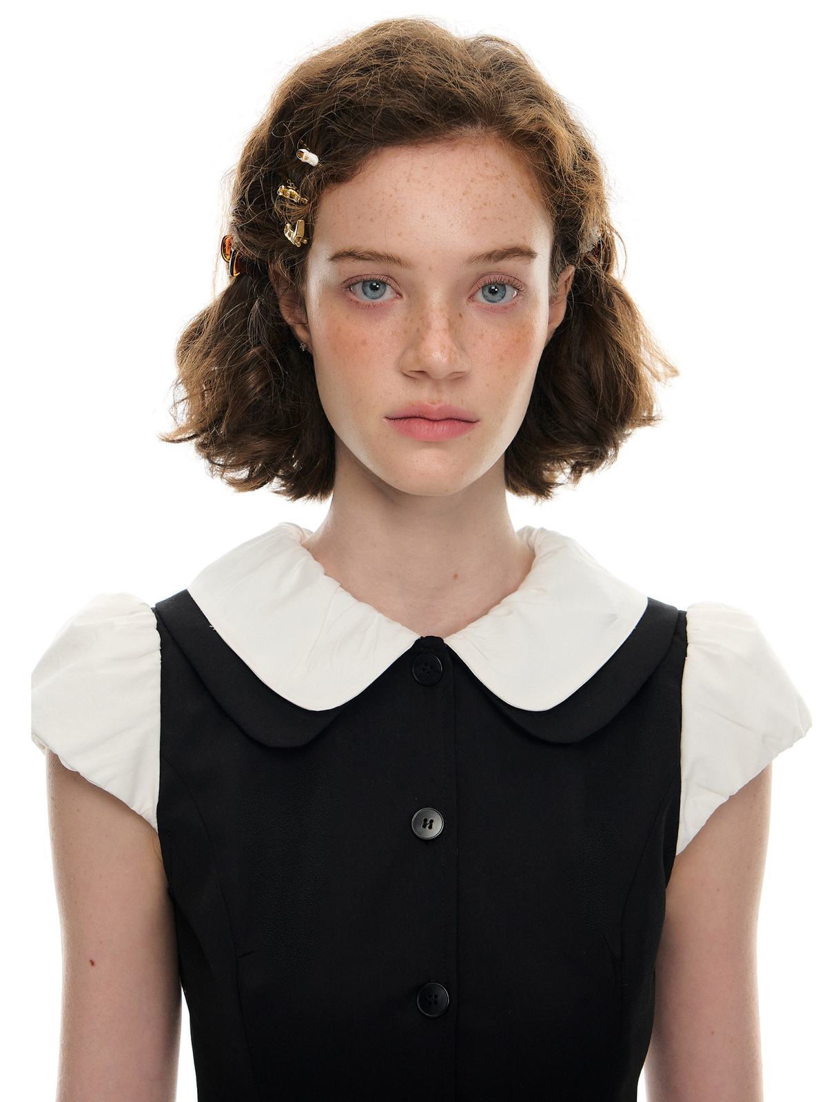 Romance Nanci Contrast Collar Layered Puff Dress