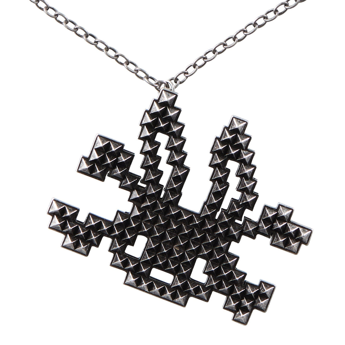 Studded Rabbit Skull Pendant Women'S Black Silver Alloy Necklaces