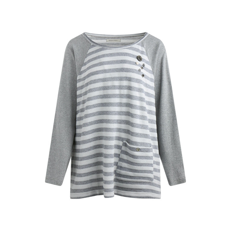 Star Button Stripe Raglan Top