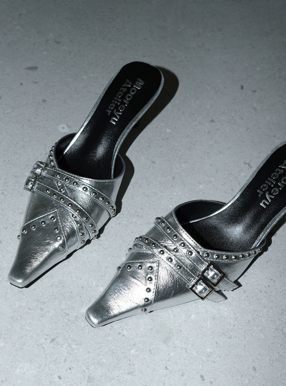 Chrome Ritual Mule Heels