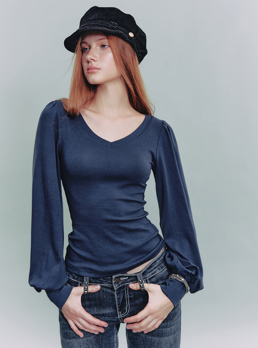 Wing Print Puff Sleeve Top (2color)
