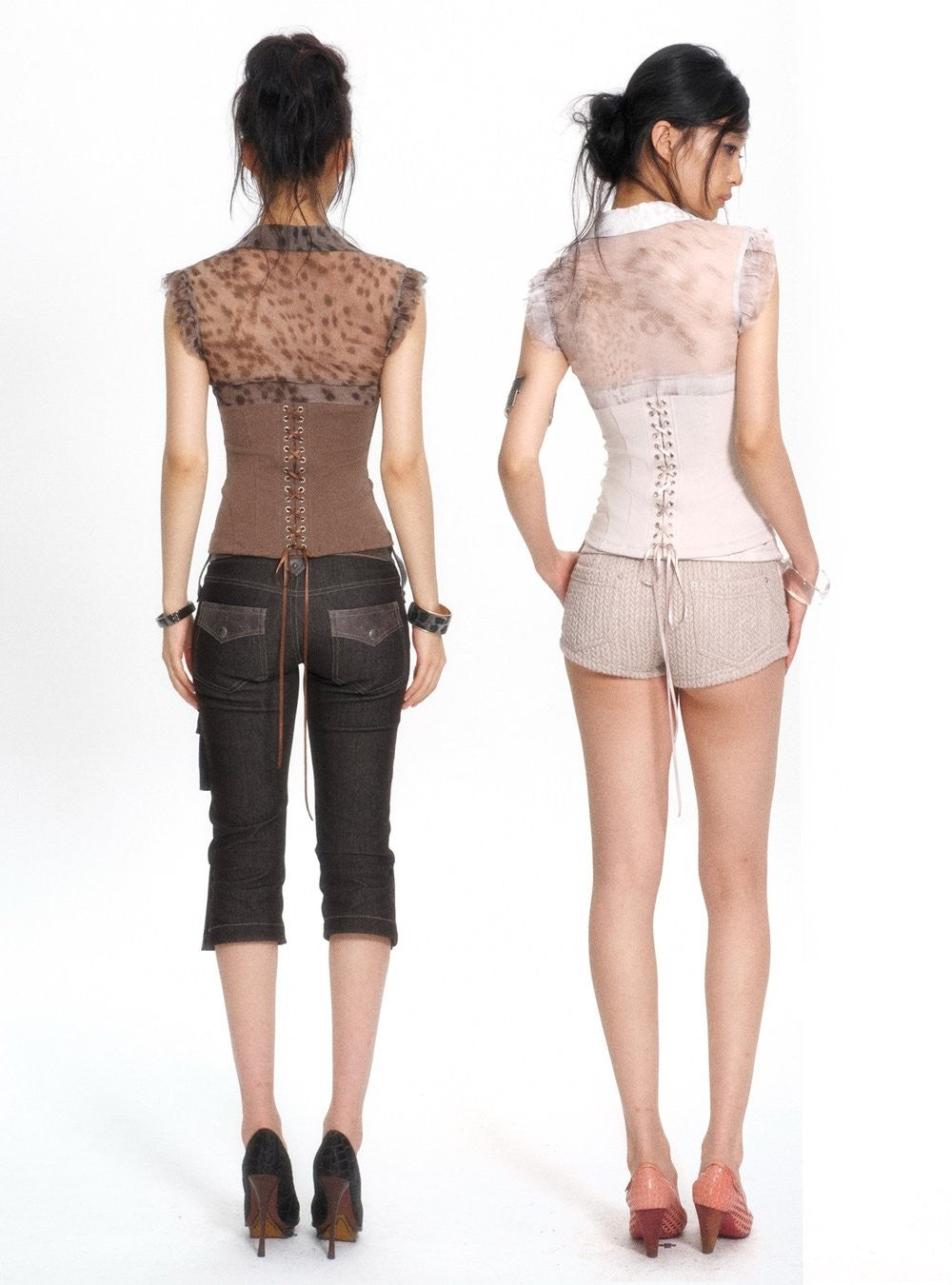 Flutter Mesh Corset Top (2color)