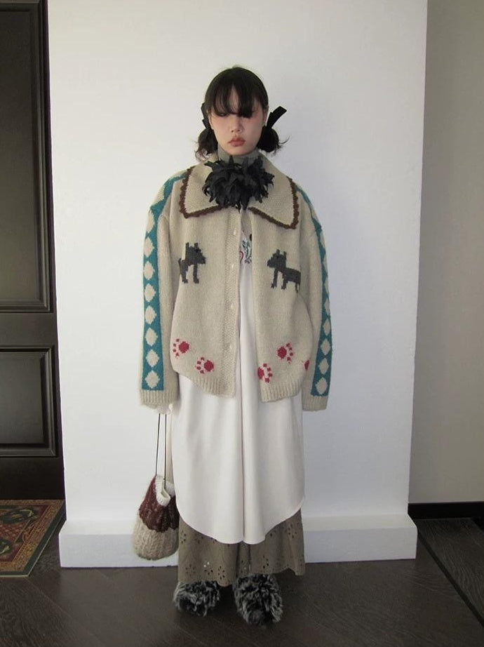 3months | VINTAGE LAPEL CARDIGAN SWEATER【ID:TN00048】