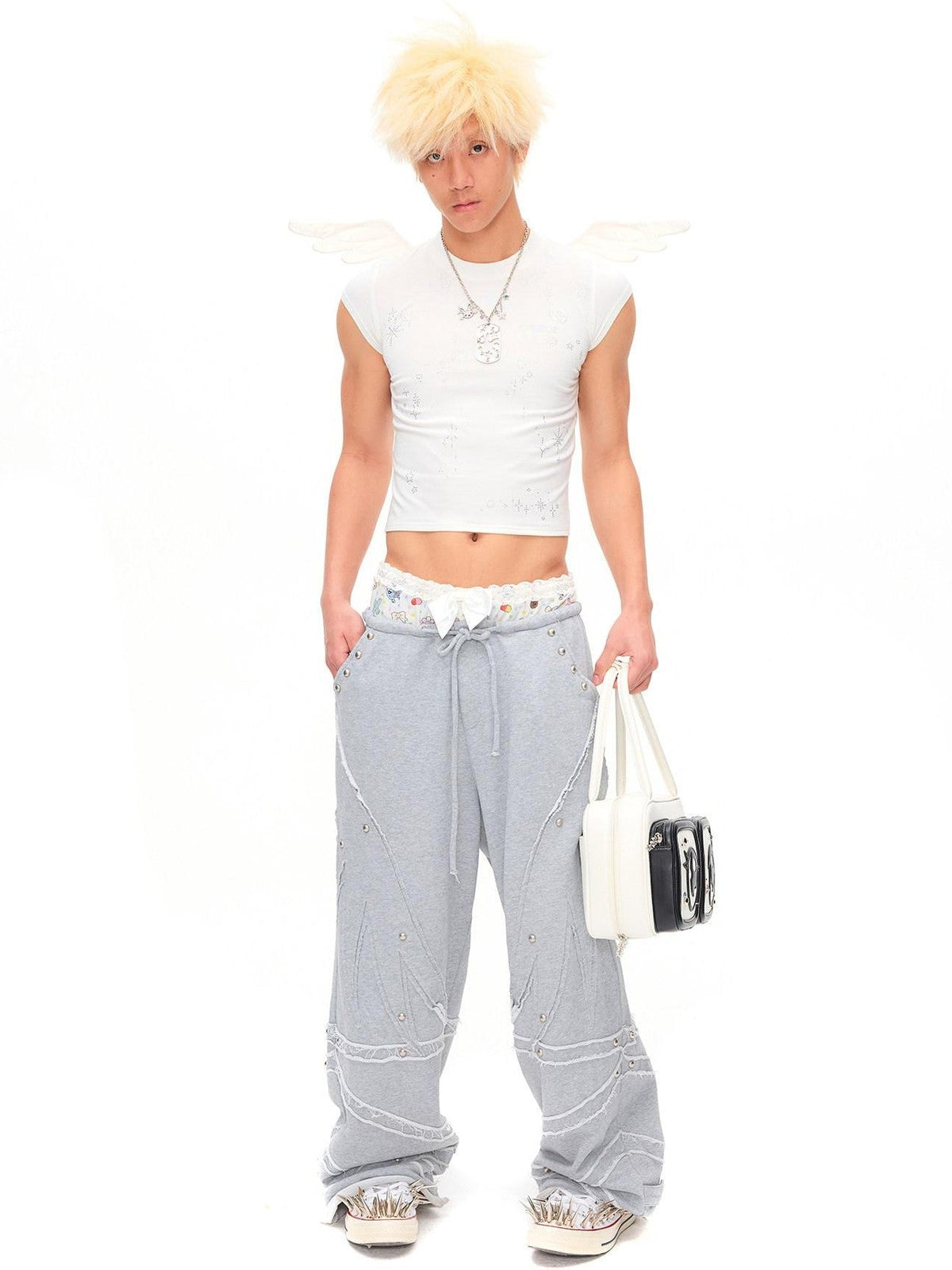 Starlight Rhinestone Angel Wing Women'S Cotton Blend Short Sleeve T-Shirts