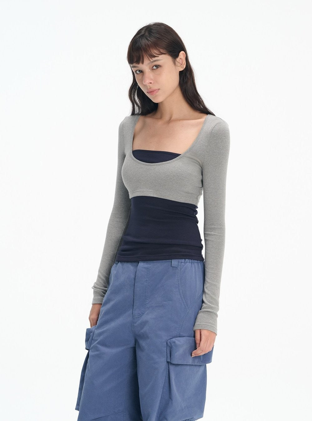 Layered Frame U Neck Top (2color)