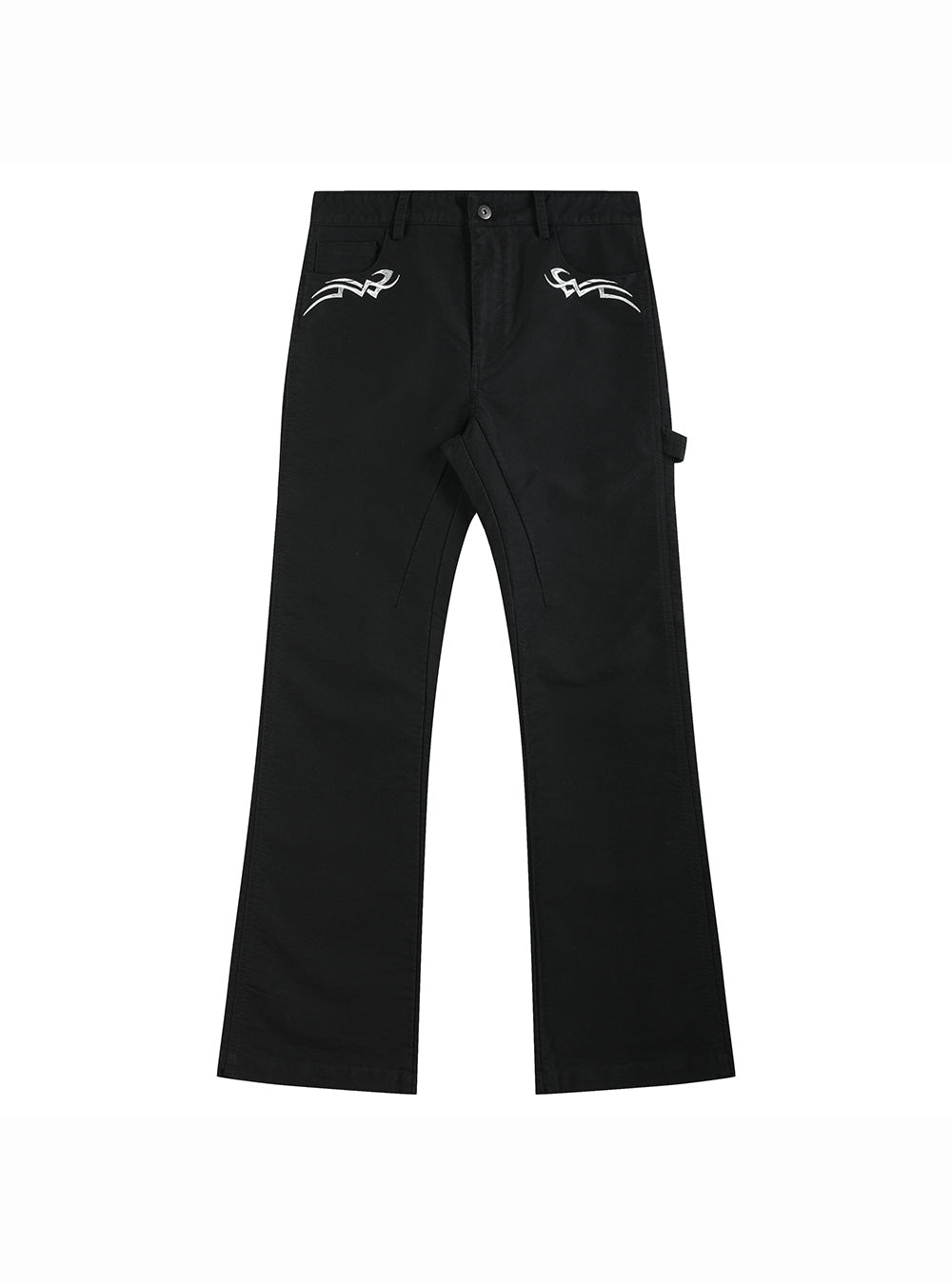 Black Rivet Micro Flare Pants