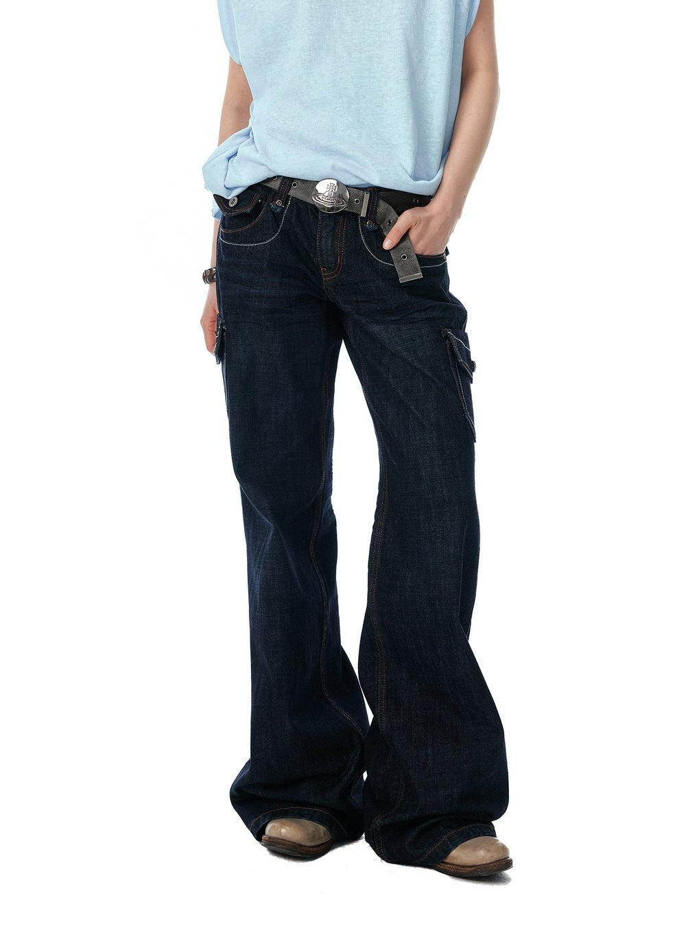 Indigo Stitch Wide Pants