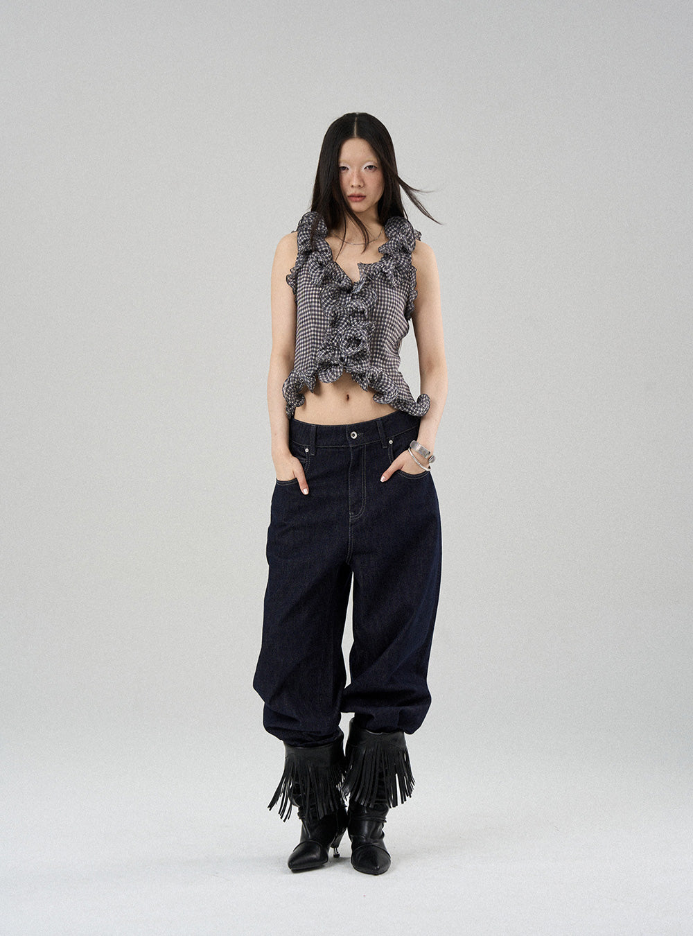 Floral Lace Slim V-Neck Vest