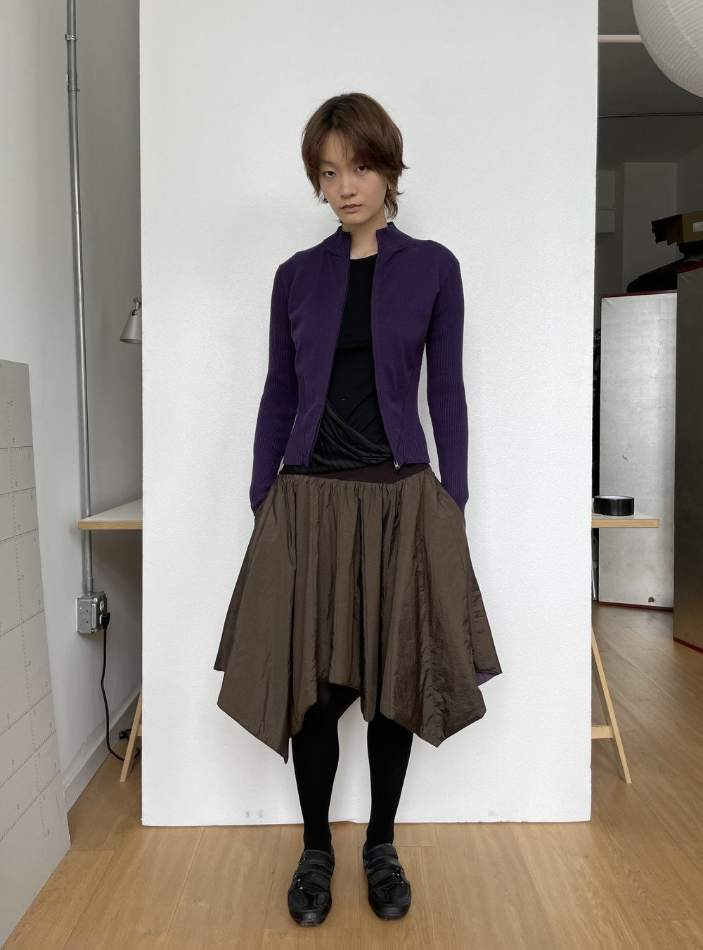 Violet Contour Zip-Up Cardigan