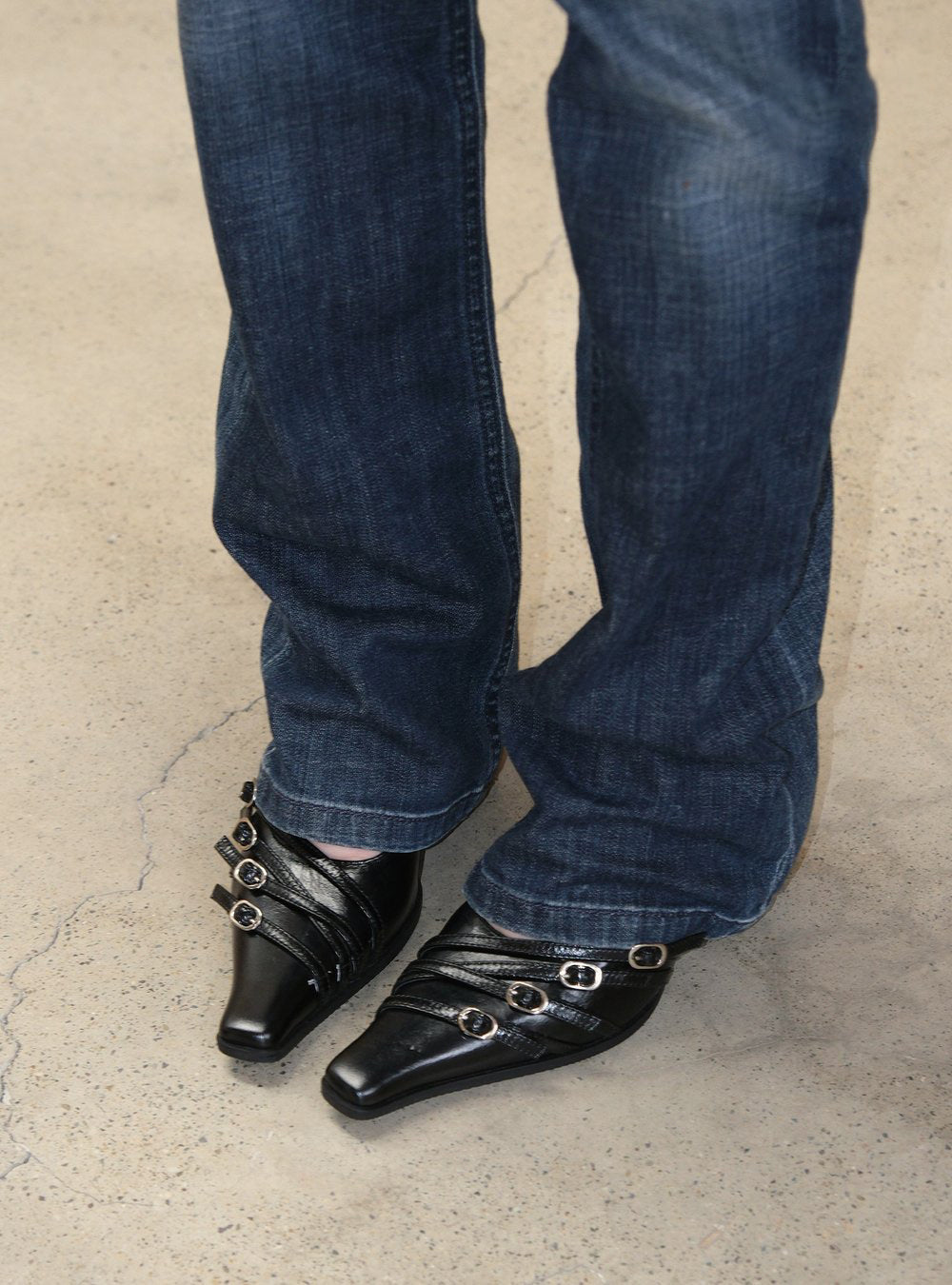 Buckled Waxed Leather Heels