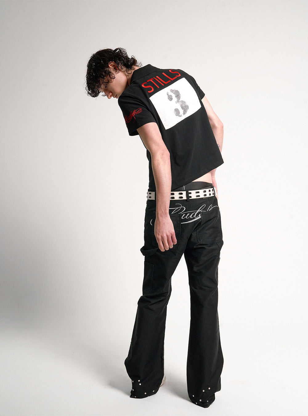 Black Rivet Micro Flare Pants