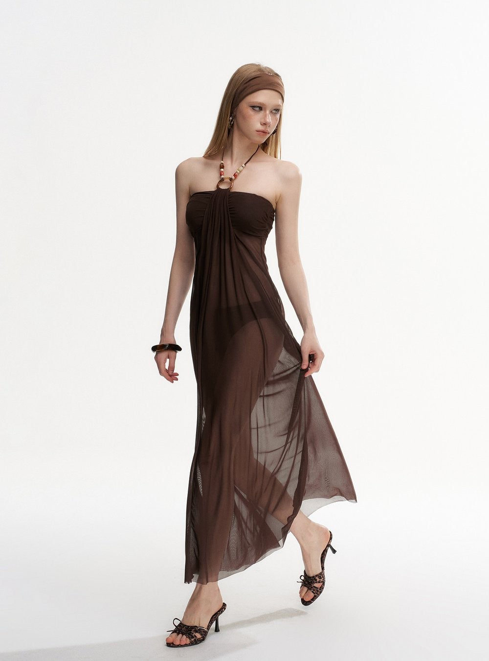 Ring Draped Dress Swim Set (2Piece)