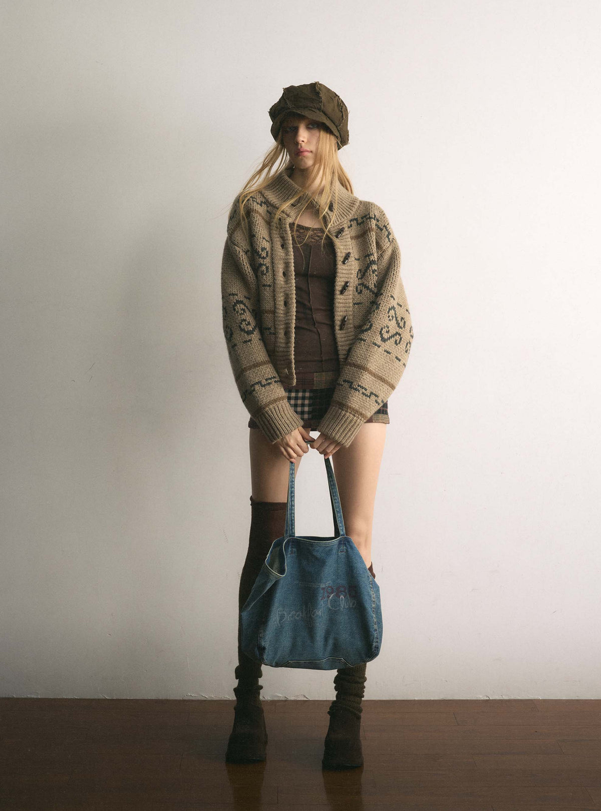 Beige Feral Knit Cardigan