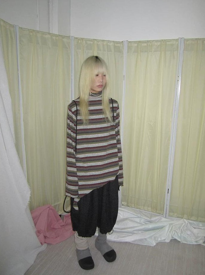 3months | HIGH NECK STRIPED TOP【ID:TN00052】