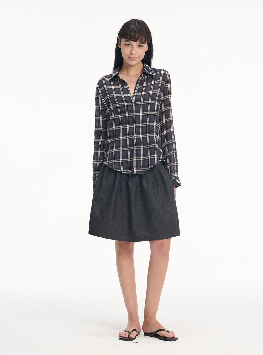 Denim Rivet Pleat Skirt