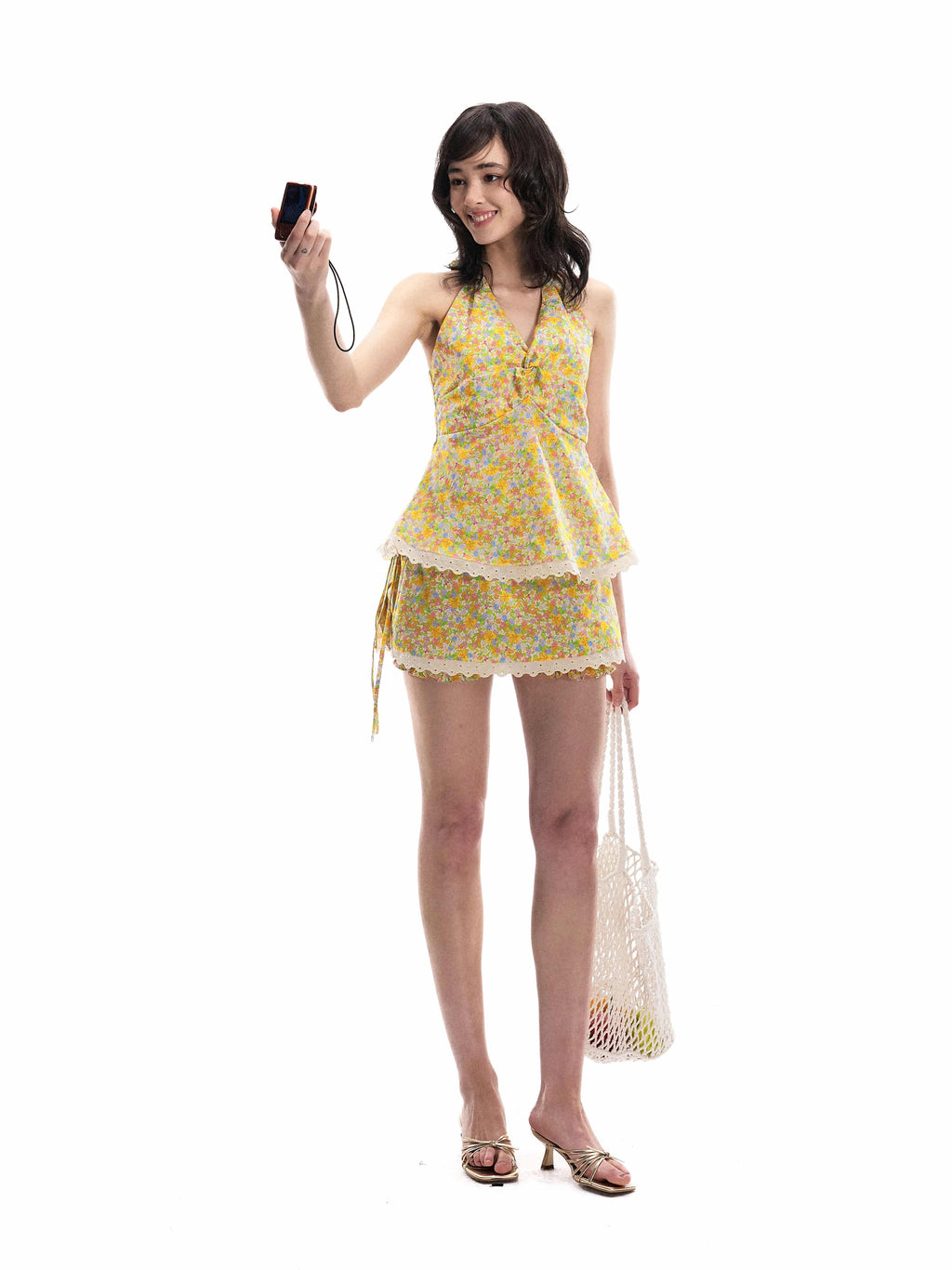Romance Nanci Printed Halter Top & Skirt Set