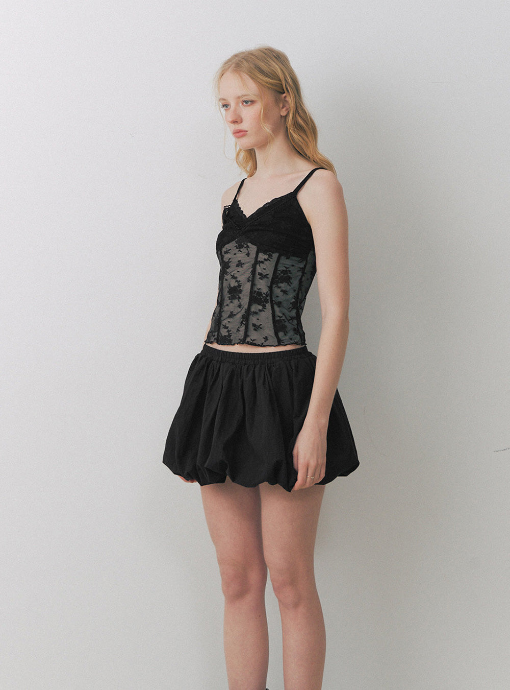 Noir Lace Camisole & Shrug Two-Piece Set