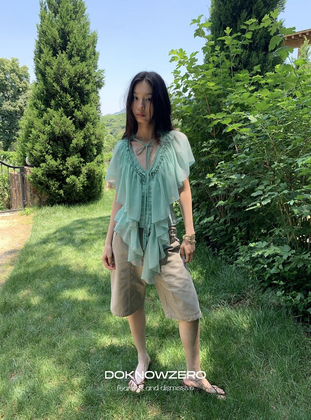 Mint Ruffle Layered Top