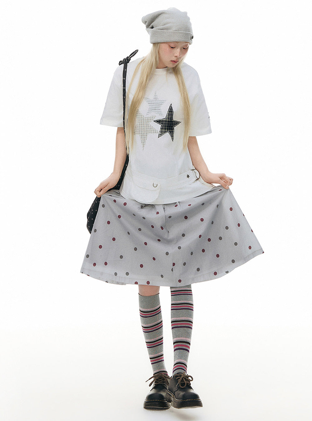 Cold Ash Dot Flare Skirt