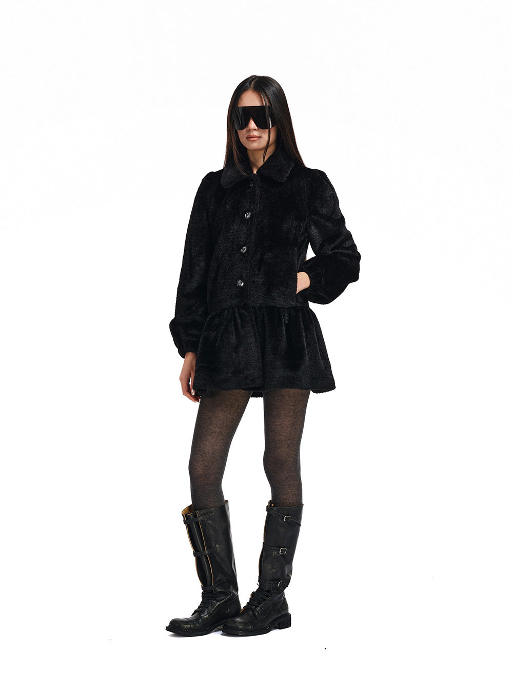 Volume Flare Faux Fur Coat (2color)