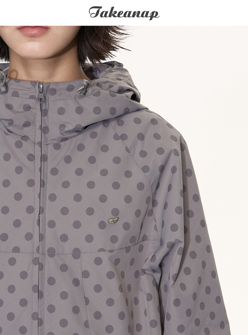 Ash Gray Polka Dot Windbreaker
