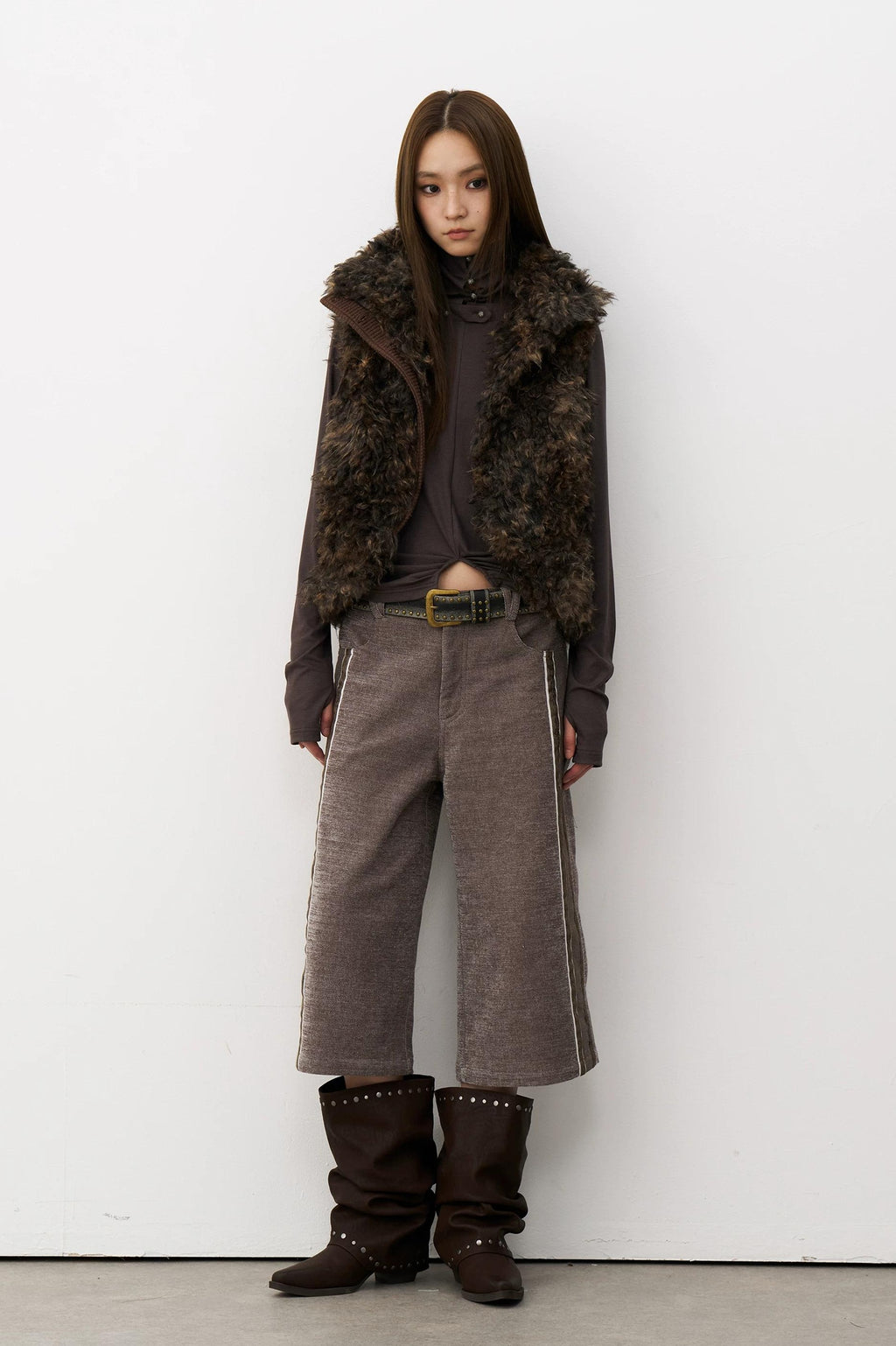 THELIGHT | PLUSH VELVET SPLICING VEST【ID:TN00117】