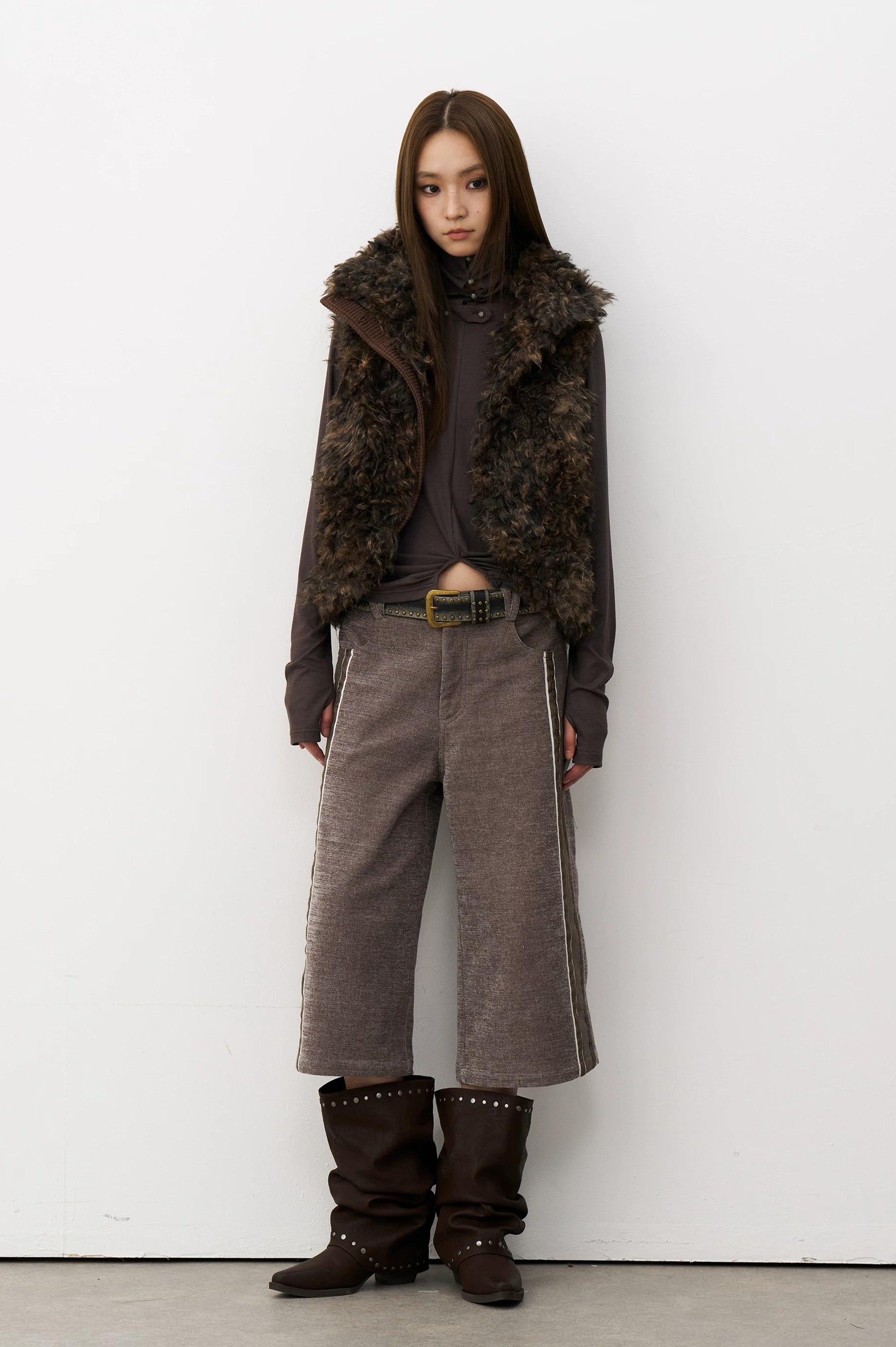 THELIGHT | PLUSH VELVET SPLICING VEST【ID:TN00117】