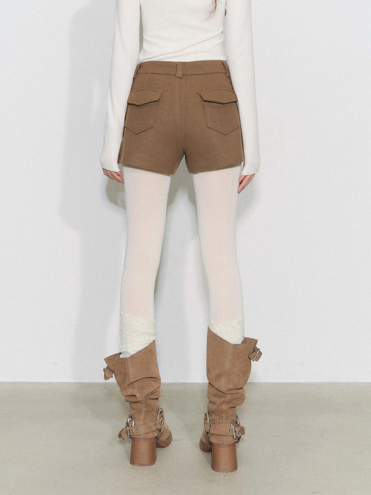 THELIGHT | GRAY TWEED HIGH-WAISTED PANTS【ID:TN00090】
