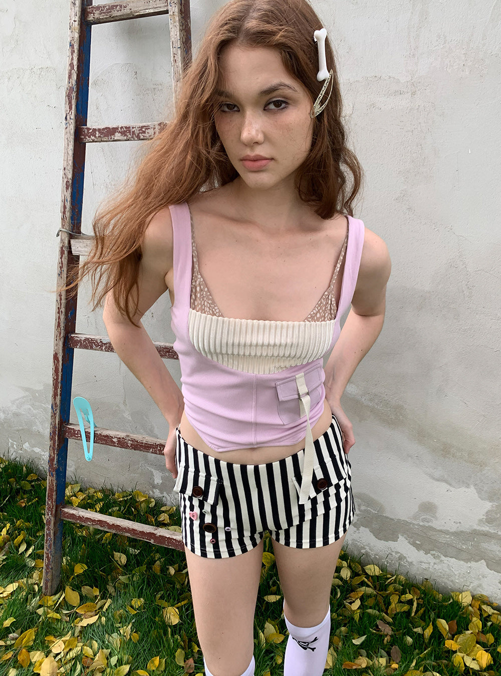 Babydoll Ribbon Pocket Camisole Top