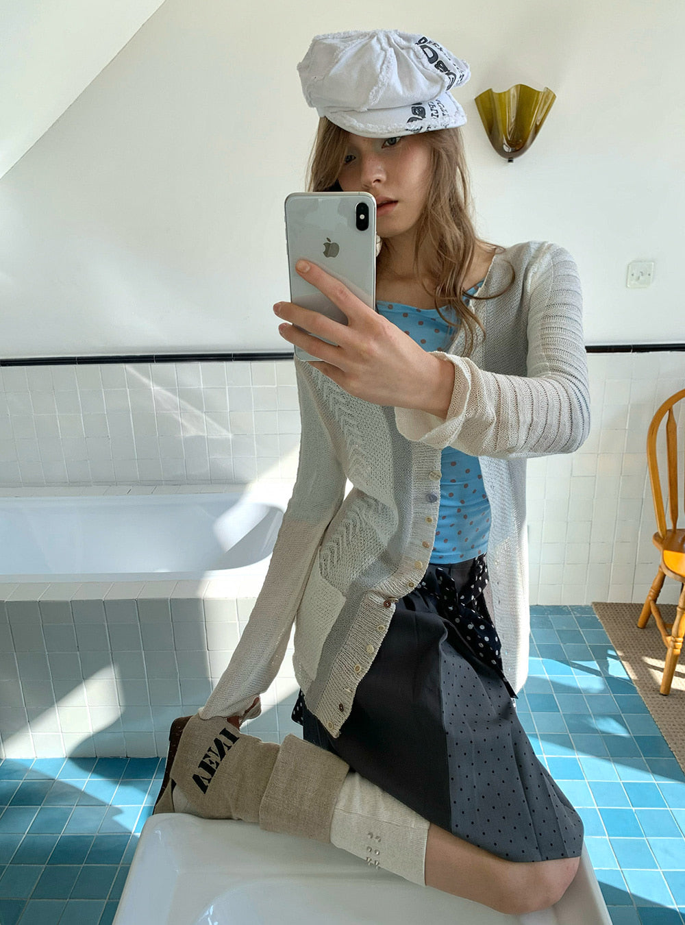 Polka Tie Patchwork Skirt