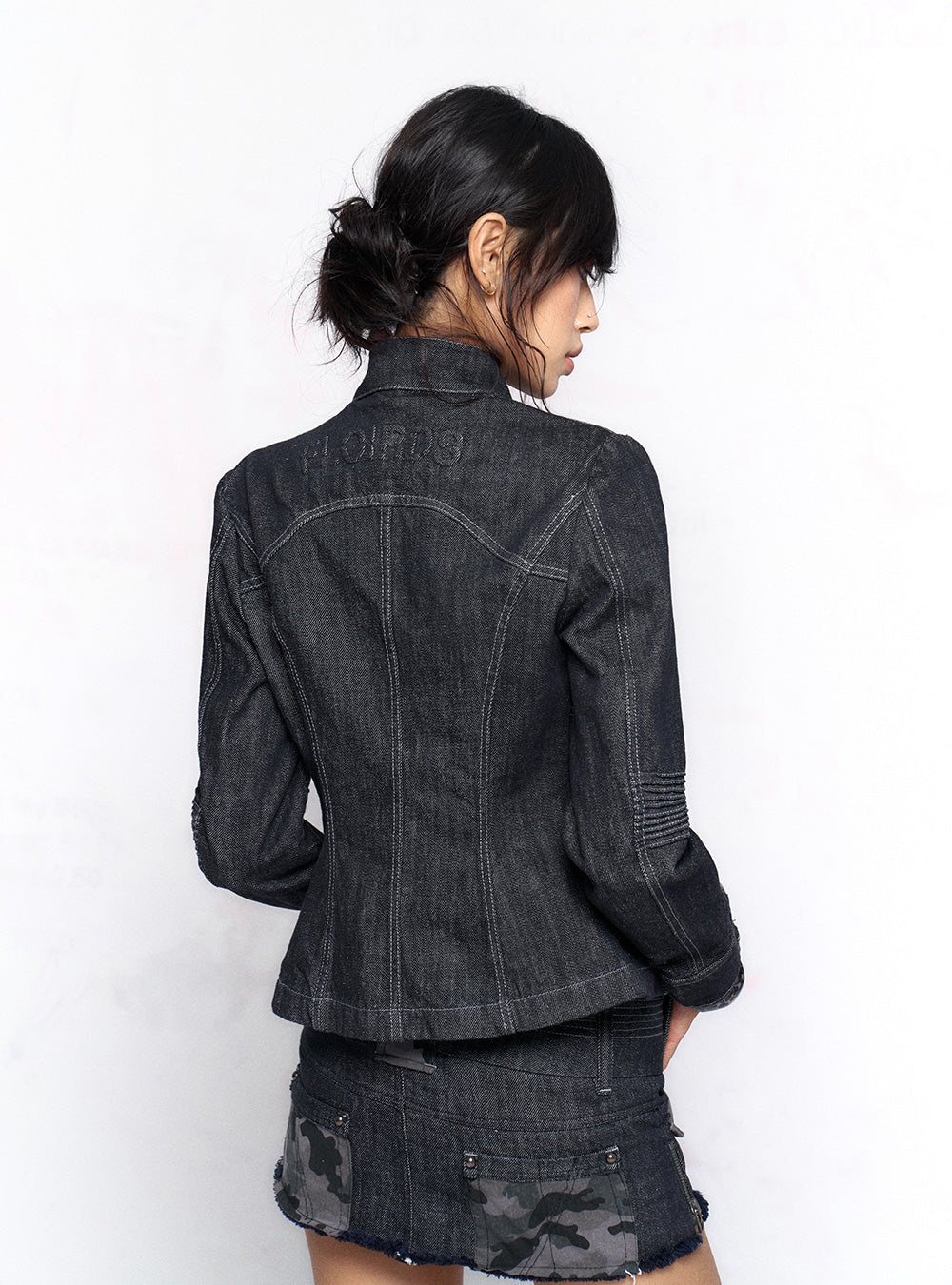 Classic Raw Denim Stand Collar Jacket