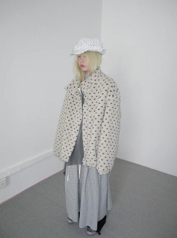3months | POLKA DOT JACQUARD WOOL COAT【ID:TN00056】
