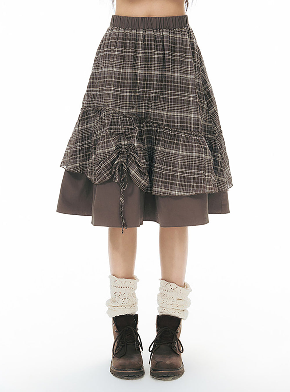 Layered Grid Ruffle Skirt (2color)