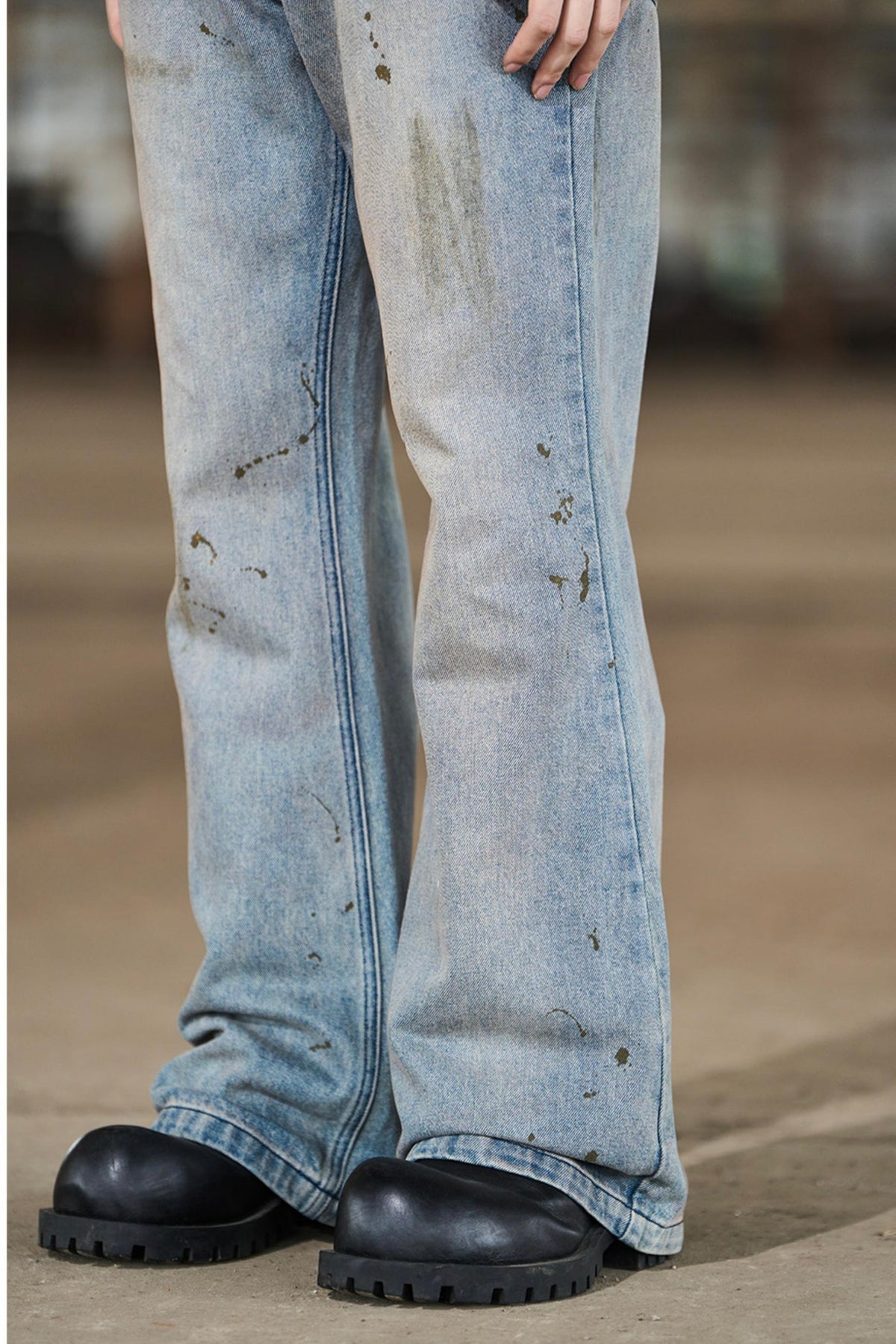 Aged Straight Leg Denim Pants