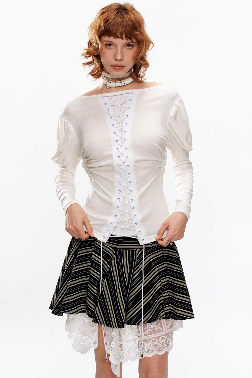 Retro Knit Off-Shoulder Top