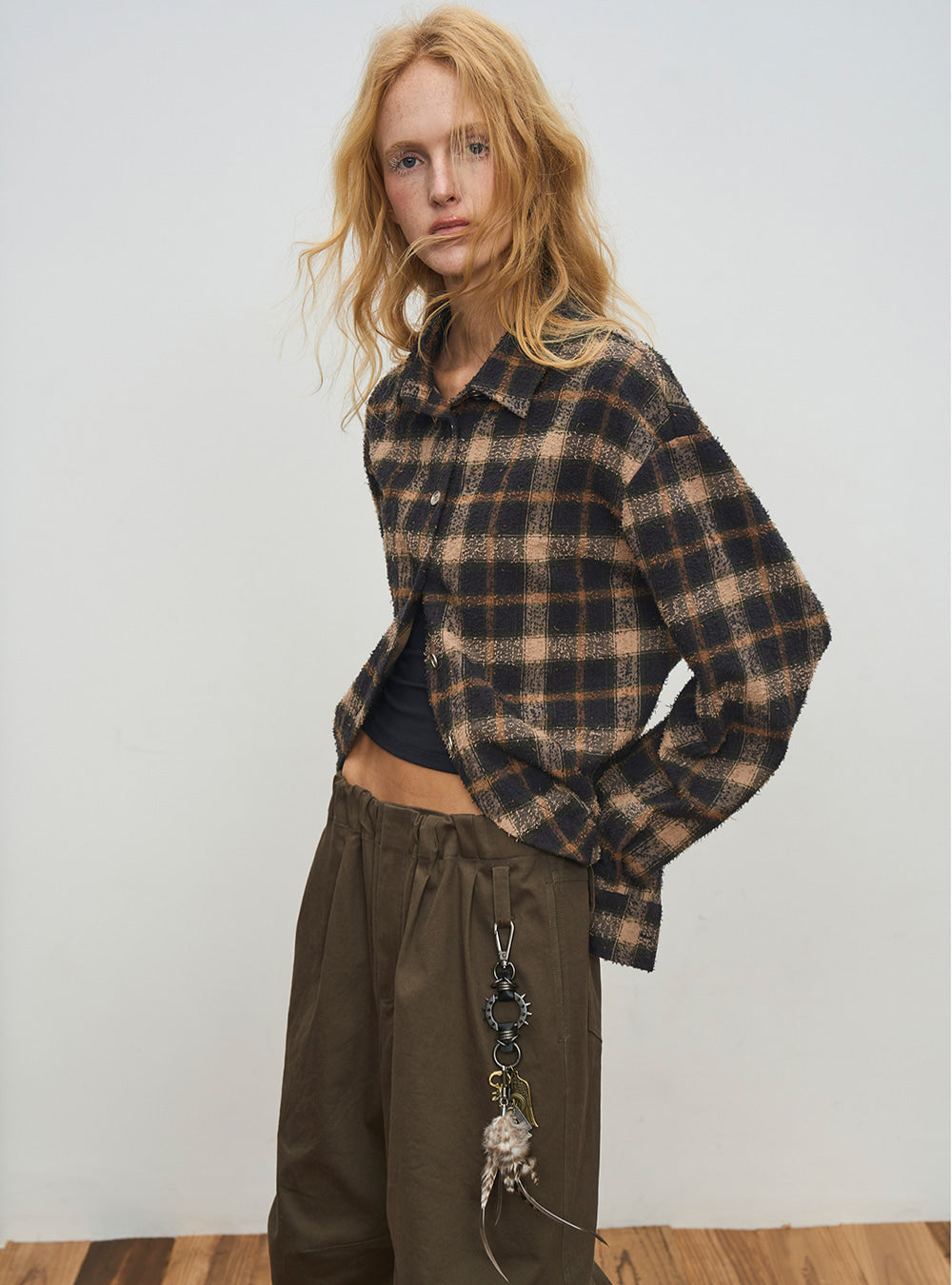 Black & Brown Check Arched Silhouette Shirt